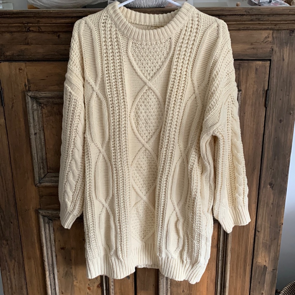 Cable knit sweater dress